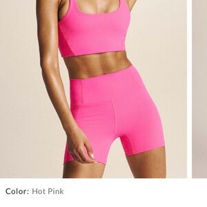 Free People Never Better Crop and bike shorts in hot pink
